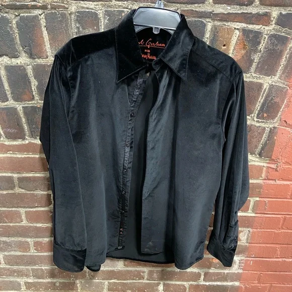 Black Velvet button down long sleeve shirt men’s size small